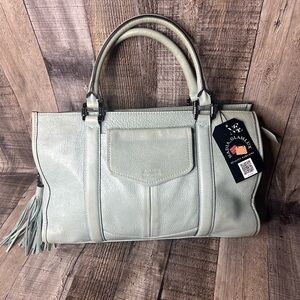 Aimee Kestenberg light blue Pebbled Leather Tote shoulder Bag